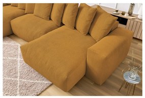 Menčestrová rohová pohovka v horčicovej farbe Voltaire – Bobochic Paris