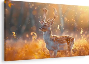 Obraz - Jeleň v poli (90x60 cm)