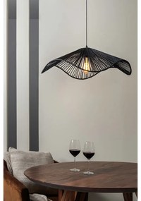 Čierne závesné svietidlo s tienidlom z papierového výpletu ø 62 cm Sombra – Leitmotiv