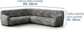 Bielastické poťahy UNIVERSO NOVÉ žíhané čiernobiele rohová sedačka (š. 350 - 530 cm)