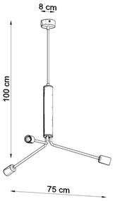 Luster na lanku DUOMO 3D 3xE27/60W/230V čierna