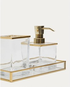 Sklenený téglik na zubné kefky v zlatej farbe Soanet – Kave Home