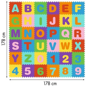 Veľká penová podložka EVA pre deti písmená čísla 178x178 cm 36 el. ECOTOYS