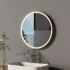 Rea Zrkadlo MMJ ⌀50 cm s vyhrievaním a regulovateľným LED osvetlením HOM-02500, čierna