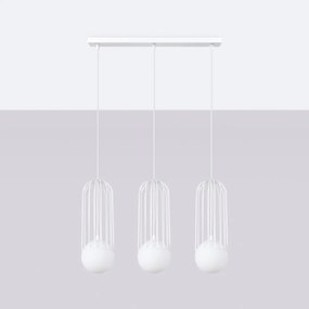 Závesné svietidlo Brina, 3x sklenené/biele kovové tienidlo
