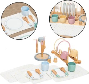 LEAN Drevená súprava detského riadu Stojan na stôl 33El