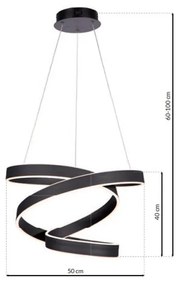 Závesné LED svietidlo Andromeda, 1x LED 100w, 4000k, b