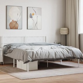 Kovový rám postele s čelom biely 150x200 cm 372328