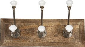 Drevený nástenný vešák s krémovými gombíkmi Isabelle - 30*8*10 cm