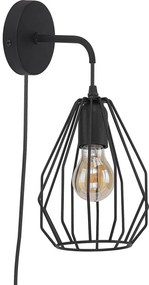 TK-LIGHTING Nástenné kovové osvetlenie BRYLANT, 1xE27, 60W, diamant, čierne