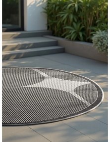 Čierno-biely okrúhly vnútorný a vonkajší koberec ø 160 cm Duet Bowen – NORTHRUGS