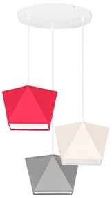 Závesné svietidlo Diamond, 3x textilné tienidlo (mix 6 farieb), (výber z 3 farieb konštrukcie), o