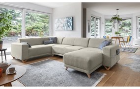 Béžová rozkladacia/s úložným priestorom rohová pohovka (ľavý roh/do tvaru "U") Classy Sophie – Miuform