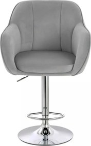 LuxuryForm DESIGN Barová stolička AVOLA VELUR na striebornom tanieri - svetlo šedá