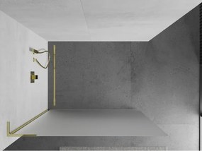 Mexen Kioto L, sprchová zástena Walk-In 90 x 200 cm, 8mm sklo námraza, zlatý lesklý profil,800-090-103-50-30