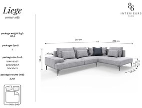Ružová rozkladacia rohová pohovka Interieurs 86 Liege, pravý roh