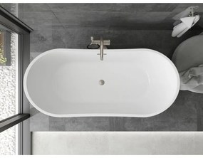 Mexen Montana, voľne stojaca vaňa 150 x 75 cm, biela-čierna, brúsená oceľ prepad, 52011507575-97