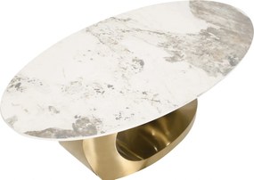 KONFERENČNÝ STOLÍK ESPEN BIELY MRAMOR + ZLATÝ 130 cm