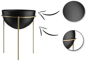 Kvetináč na stojane LOFT II 25 cm čierna/zlatá