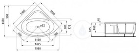 LAUFEN Solutions Vaňa s konštrukciou, 1400 mm x 1400 mm, biela H2425010000001