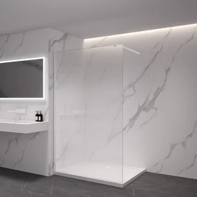 CERANO - Sprchová zástena Walk-in Onyx Ľ/P - guľatá vzpera - biela matná, ryhované sklo - 150x200 cm, CER-CER-8050BD297