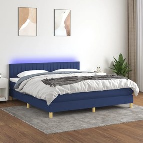 Posteľ boxsping s matracom a LED modrá 160x200 cm látka 3133891