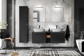 Koupelnová sestava SantaFe s deskou, umyvadly, zrcadlem a skříňkami 140 cm černá