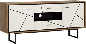 Komoda Brolo BROK01 2D2S dub catania/čierna perla/mdf biela HG