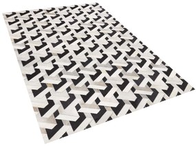 Kožený koberec 140 x 200 cm sivá/čierna NARMAN Beliani