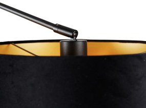 Nástenná lampa čierna s čiernym zamatovým tienidlom 35 cm nastaviteľná - Blitz