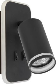 Nástenné svietidlo Pipe Ring, 1x čierne kovové tienidlo + 1x LED 6w, b, vypínač