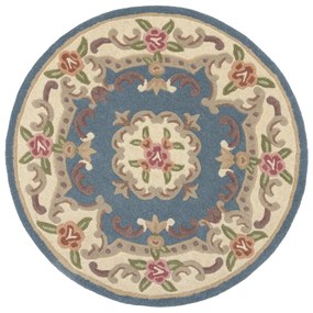 Modrý vlnený koberec Flair Rugs Aubusson, ⌀ 120 cm