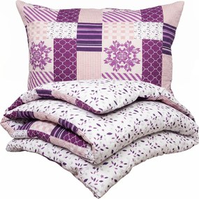 4Home Krepové obliečky Patchwork violet, 140 x 200 cm, 70 x 90 cm