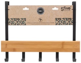 Držiak na uteráky Natureo Black, čierna/s drevenými prvkami