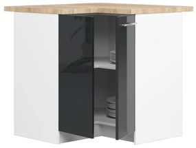 Rohová dolná kuchynská skrinka Ozara S90 90 (biela + grafit lesk). Vlastná spoľahlivá doprava až k Vám domov. 1071153