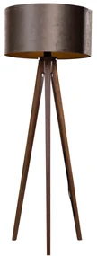 Stojacia lampa na troch nohách z orechového dreva s hnedým zamatovým tienidlom 50 cm - Tripod Classic