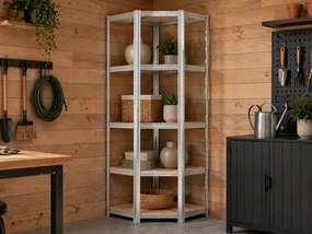 Akcia 6x Regál 180x90x40 cm rohový pozinkovaný 5-polícový, nosnosť 875 kg - 6ks