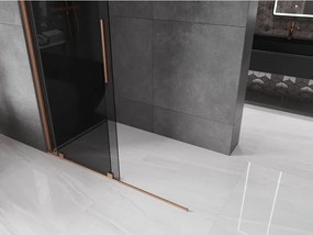 Mexen Velar, sprchová zástena s posuvnými dverami Walk-in 150 x 200 cm, 8mm šedé sklo, medená matná, 871-150-000-43-65