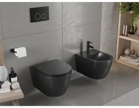 Mexen Carmen závesné wc Rimless s toaletným Slim sedátkom z duroplastu, čierna matná - 30881085