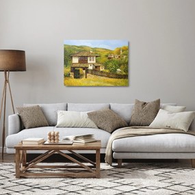 Sklenený obraz - Chalúpky v lete (70x50 cm)