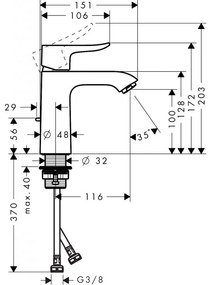 Hansgrohe Metris - Páková umývadlová batéria 110 LowFlow s odtokovou súpravou s tiahlom, chróm 31203000