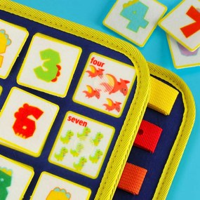 KIK Zmyslová manipulačná tabuľa Montessori s dinosaurami, modrá