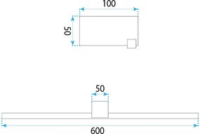 Toolight Toolight, LED kúpeľňové nástenné svietidlo 60cm, 12W, 1500lm, SWE044-1W, zlatá lesklá, OSW-20144