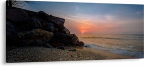 Obraz západu slnka na pláži (120x50 cm)