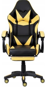 Ergonomická herná stolička CLASSIC s podnožkou  žltá
