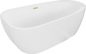 Mexen Giada, voľne stojaca vaňa 170 x 90 cm, biela lesklá, zlatý matný prepad, 52741709000-55