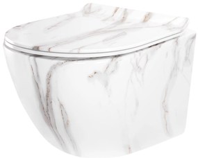 Rea Carter Tornado, závesná WC misa 49x37x35 cm + WC sedadlo, imitácia kameňa-Aiax Shiny, REA-C6390
