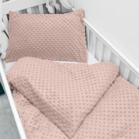Biante Detské posteľné obliečky do postieľky Minky 3D bodky MKP-024 Tmavo béžové Do postieľky 100x135 a 40x60 cm