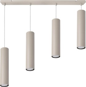 Závesné svietidlo Tuba, 4x béžové kovové tienidlo