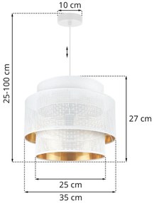 Závesné svietidlo Asti, 1x biele PVC tienidlo, (fi 35cm), g, w